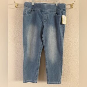 NWT One World Pull On Stretch Five Pocket Medium Wash Jeans XL Mid Rise Skinny